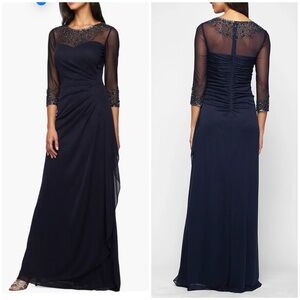 New Alex Evenings A Line Mesh Gown with Beaded Illusion Sweetheart Neckline 14